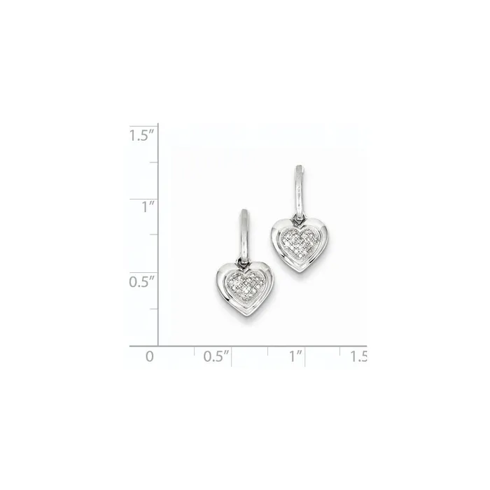Earrings Goldia Sterling Silver Rhodium Plated Heart Diamond Post Dangle Earrings