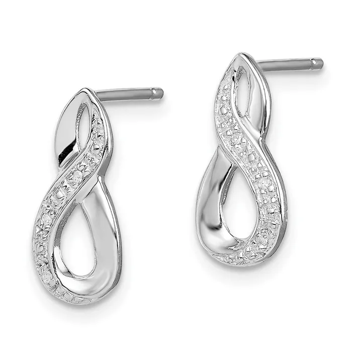 Goldia Sterling Silver Rhodium Diamond Post Earrings Earrings