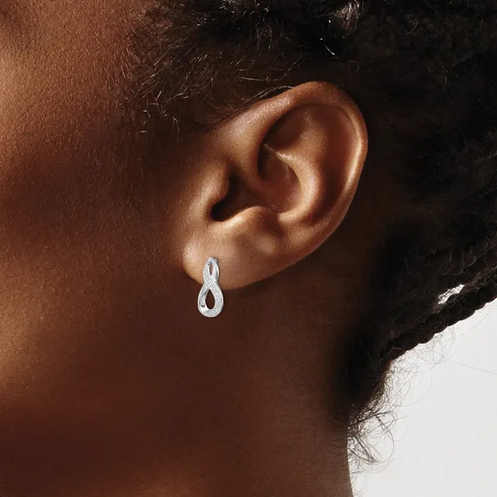 Goldia Sterling Silver Rhodium Diamond Post Earrings Earrings