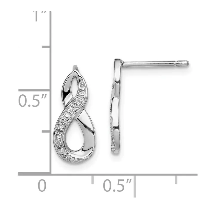 Goldia Sterling Silver Rhodium Diamond Post Earrings Earrings