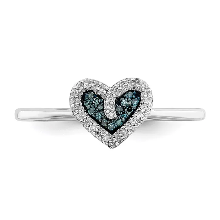 Rings Goldia White Night Sterling Silver Rhodiumplated Blue and White Diamond Heart Ring