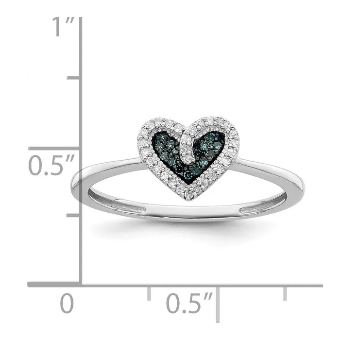 Rings Goldia White Night Sterling Silver Rhodiumplated Blue and White Diamond Heart Ring