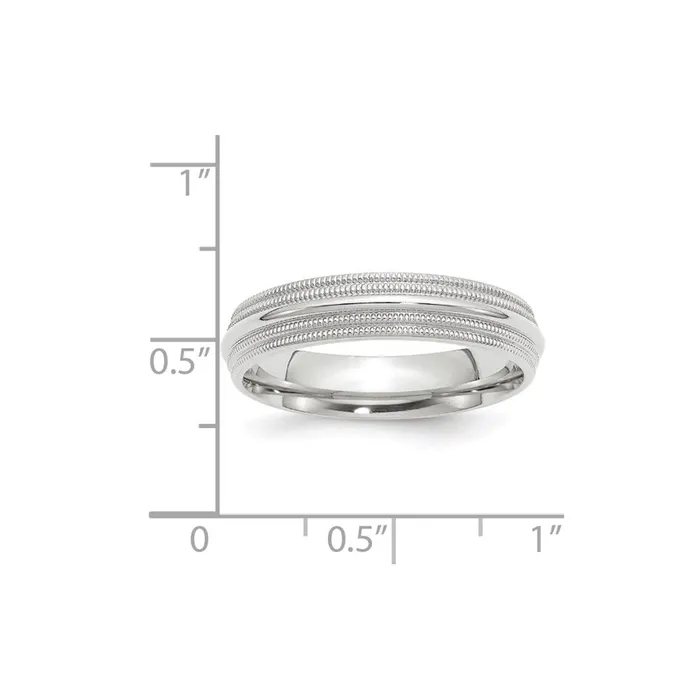 Rings Solid 14K White Gold 5mm Double Milgrain Comfort Fit MensWomens Wedding Band Ring Size 75 Goldia
