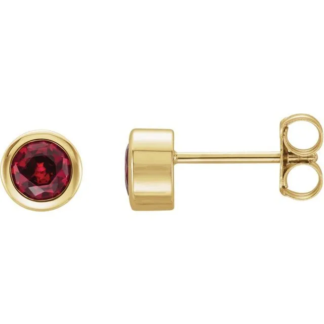 14K Yellow Gold LabGrown Ruby BezelSet Earrings TreasureFineJewelers Earrings 14K Yellow Gold LabGrown Ruby BezelSet Earrings TreasureFineJewelers Earrings