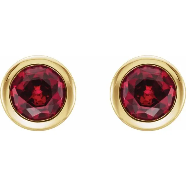 14K Yellow Gold LabGrown Ruby BezelSet Earrings TreasureFineJewelers Earrings