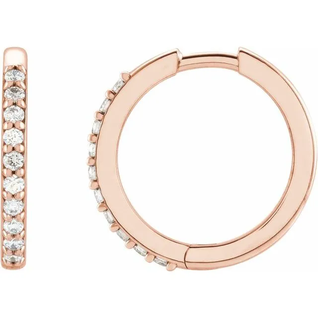 Earrings TreasureFineJewelers 14K Rose Gold 16 CTW Natural Diamond 15 mm Huggie Earrings Earrings TreasureFineJewelers 14K Rose Gold 16 CTW Natural Diamond 15 mm Huggie Earrings