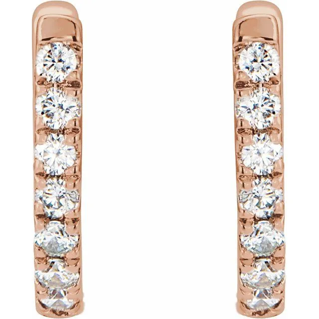 Earrings TreasureFineJewelers 14K Rose Gold 16 CTW Natural Diamond Hoop Earrings