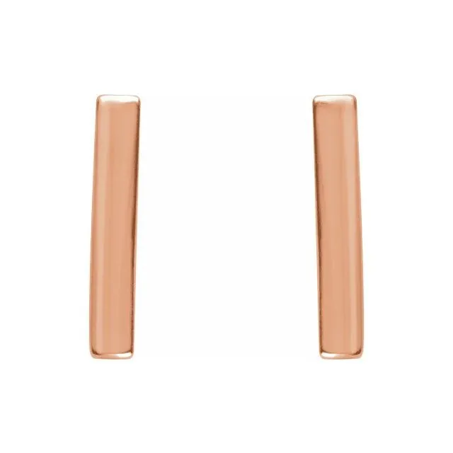 Earrings TreasureFineJewelers 14K Rose Vertical Bar Earrings