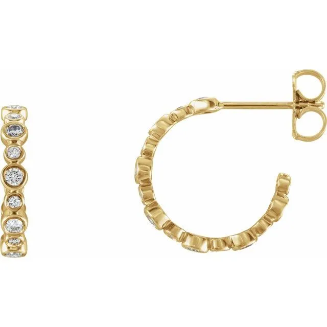 Earrings TreasureFineJewelers 14K Yellow 38 CTW Diamond Hoop Earrings