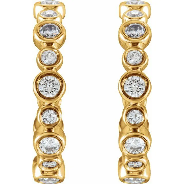 Earrings TreasureFineJewelers 14K Yellow 38 CTW Diamond Hoop Earrings
