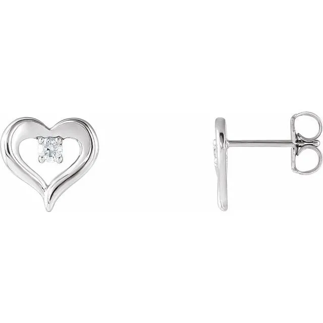 Sterling Silver 110 CTW Diamond Heart Stud Earrings TreasureFineJewelers Earrings Sterling Silver 110 CTW Diamond Heart Stud Earrings TreasureFineJewelers Earrings