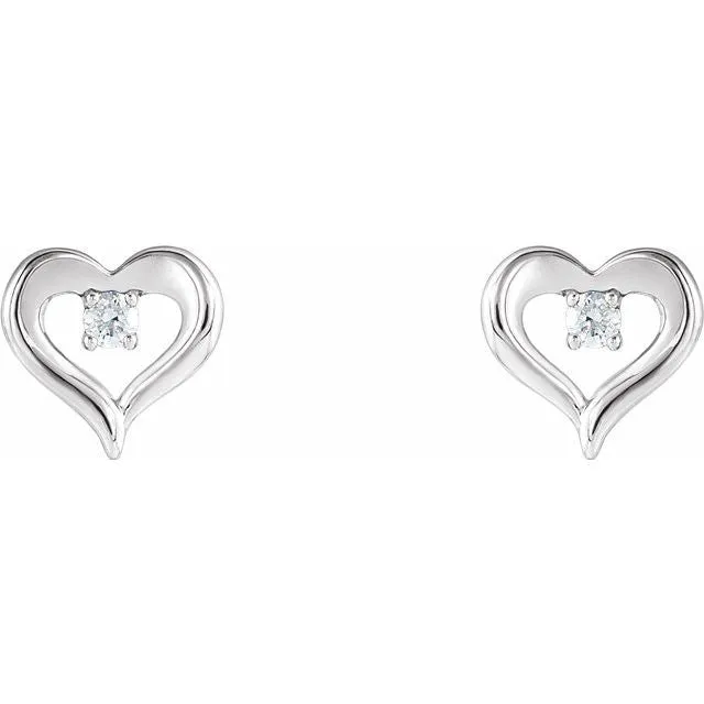 Sterling Silver 110 CTW Diamond Heart Stud Earrings TreasureFineJewelers Earrings