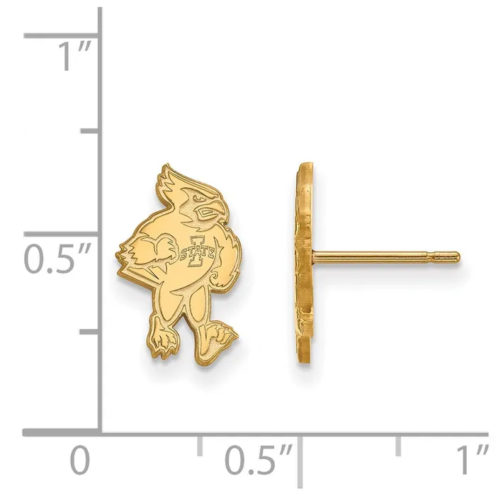 TreasureFineJewelers Earrings 10K Yellow Gold Iowa State University Small Post Earrings