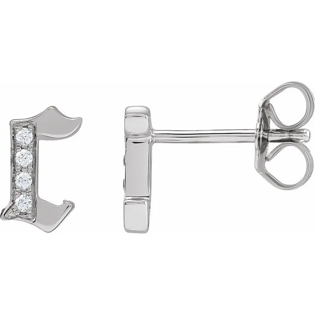 TreasureFineJewelers Earrings 14K White Gold 03 CTW Diamond Single Gothic Initial C Earring TreasureFineJewelers Earrings 14K White Gold 03 CTW Diamond Single Gothic Initial C Earring