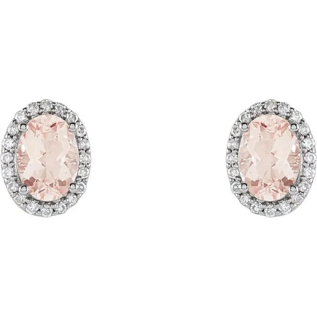 TreasureFineJewelers Earrings 14K White Gold Natural Pink Morganite 15 CTW Natural Diamond Earrings