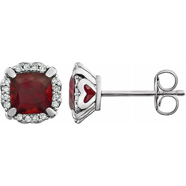 TreasureFineJewelers Earrings 14K White Mozambique Garnet 110 CTW Diamond Earrings TreasureFineJewelers Earrings 14K White Mozambique Garnet 110 CTW Diamond Earrings
