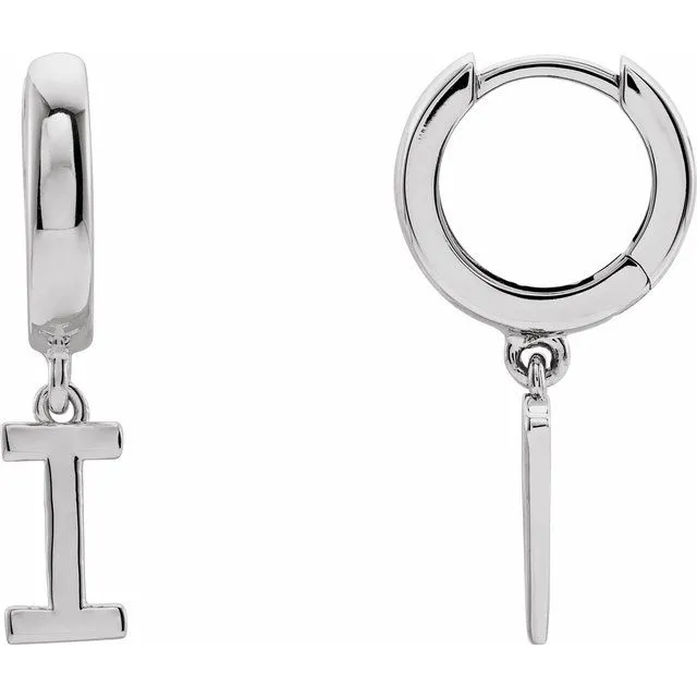 TreasureFineJewelers Earrings Sterling Silver Initial I Hinged Huggie Earring TreasureFineJewelers Earrings Sterling Silver Initial I Hinged Huggie Earring
