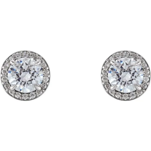 TreasureFineJewelers Platinum 58 CTW Natural Diamond HaloStyle Earrings Earrings