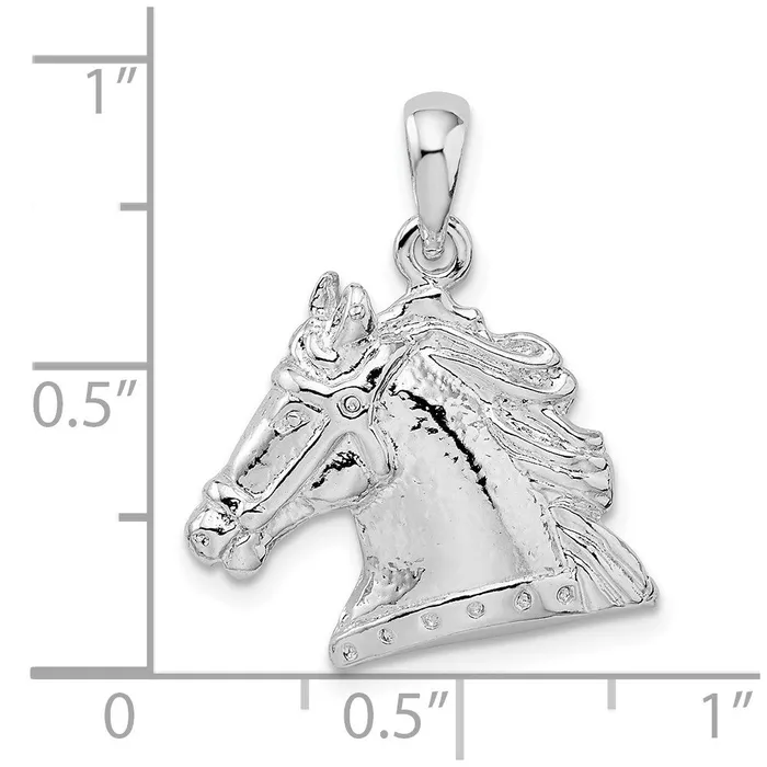 TreasureFineJewelers Sterling Silver Polished Horse Head Pendant Necklaces