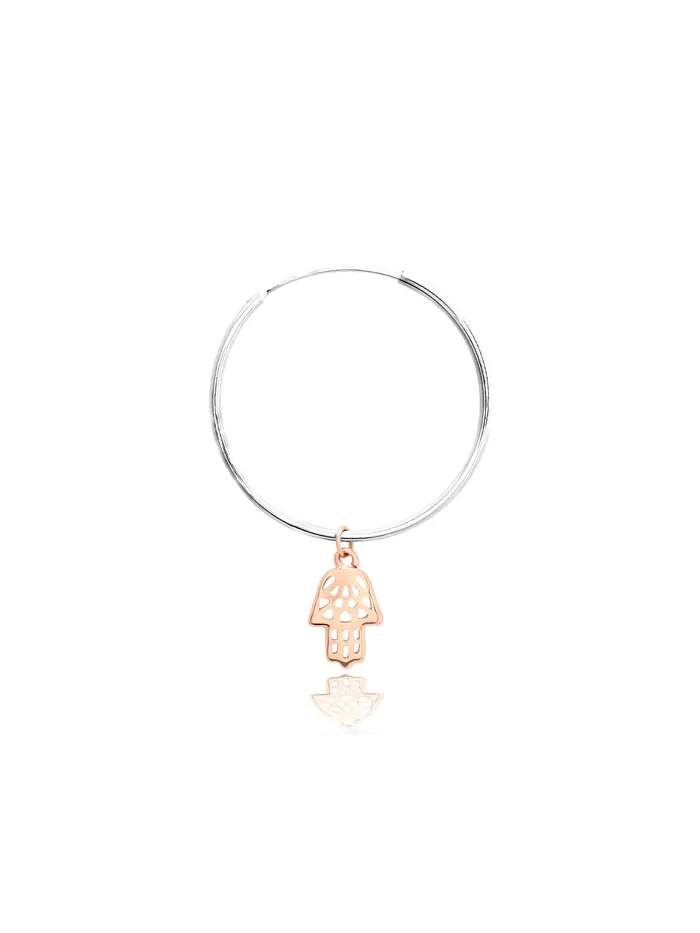 Earrings Curio Cottage 925 Silver Plated In Rose Gold Hamsa Hoops Earrings