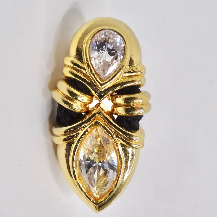 18K Gold Plated Rhinestone 1970s Clip On Earrings Vintage by Misty Earrings