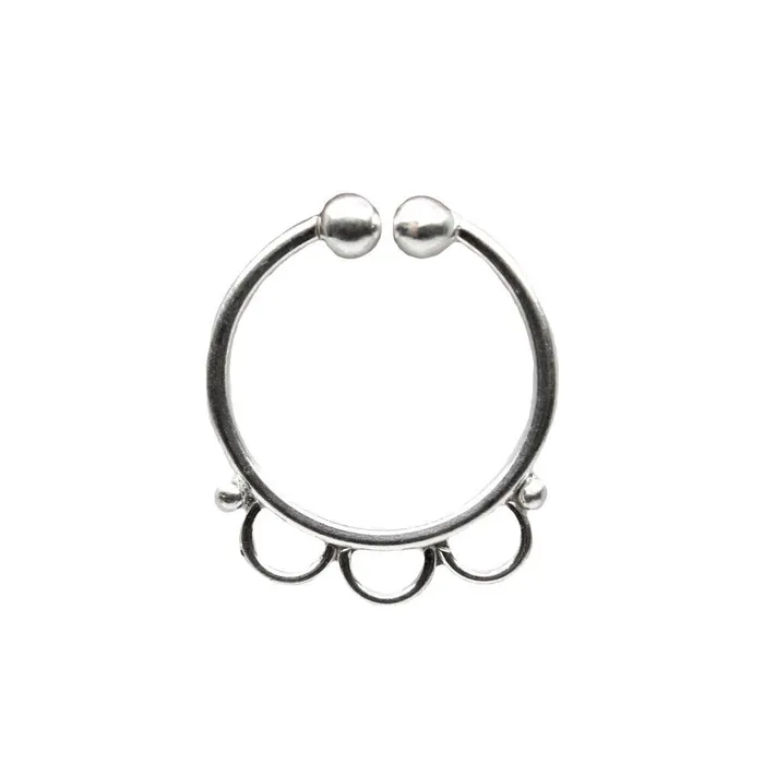Karizma Jewels Rings Indian Real Sterling Silver No Piercing needed Septum Indian Nose Ring 20g