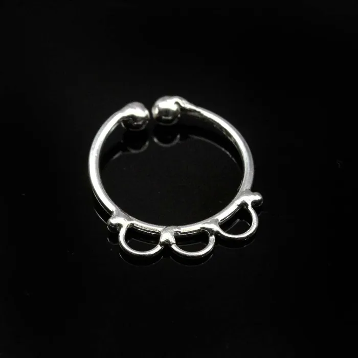 Karizma Jewels Rings Indian Real Sterling Silver No Piercing needed Septum Indian Nose Ring 20g