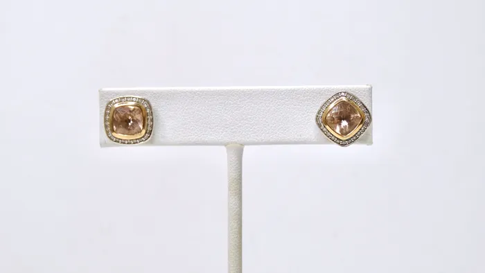 Vintage by Misty Rings David Yurman Sterling Silver Petite Albion with Morganite and Diamonds