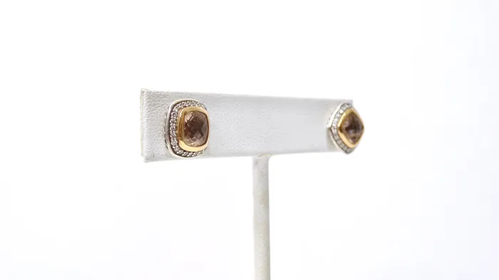 Vintage by Misty Rings David Yurman Sterling Silver Petite Albion with Morganite and Diamonds