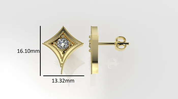 Earrings JCM DESIGN JEWELRY 14K Gold Earrings with 2 DIAMONDS 4mm VS1 each it is for daily use star with 4 point FILIGREE STT 4 prong