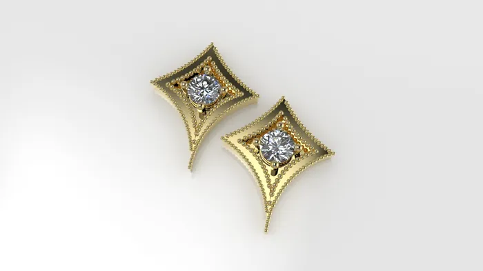 Earrings JCM DESIGN JEWELRY 14K Gold Earrings with 2 DIAMONDS 4mm VS1 each it is for daily use star with 4 point FILIGREE STT 4 prong