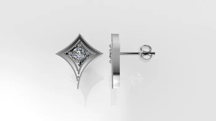 Earrings JCM DESIGN JEWELRY 14K Gold Earrings with 2 DIAMONDS 4mm VS1 each it is for daily use star with 4 point FILIGREE STT 4 prong