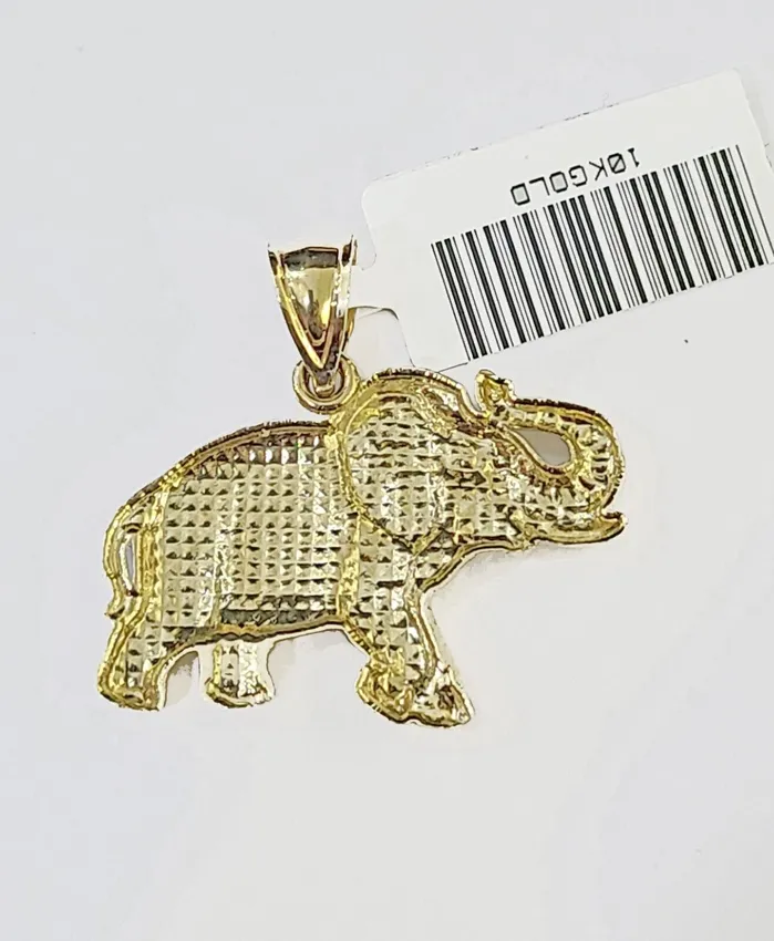 Globatwatches10 PreStyled Sets 10K Real Yellow Gold Elephant Charm Pendant Gold 10k