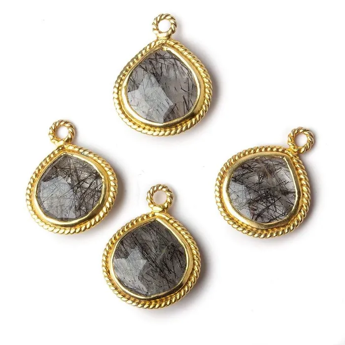 Beadsofcambaycom 15x15mm Vermeil Rope Bezel Tourmalinated Quartz heart Pendant 1 piece Necklaces Beadsofcambaycom 15x15mm Vermeil Rope Bezel Tourmalinated Quartz heart Pendant 1 piece Necklaces