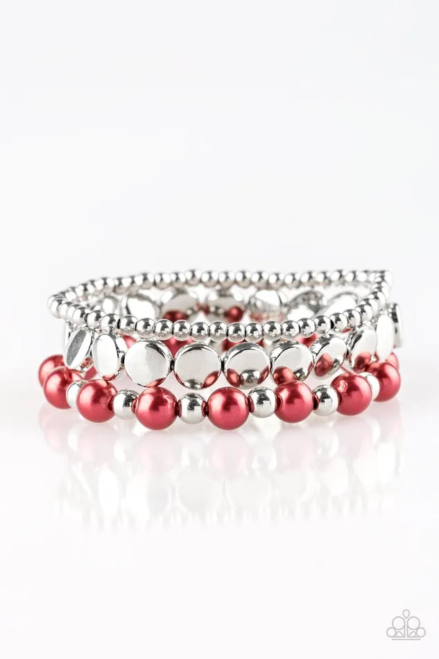 Girly Girl Glamour Red Bracelet Jewelry by Bretta Paparazzi Accessories Bracelets