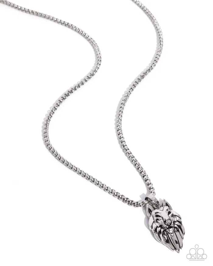 Necklaces Paparazzi Accessories Wolf Warrior Silver Necklace Jewelry by Bretta