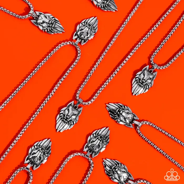 Necklaces Paparazzi Accessories Wolf Warrior Silver Necklace Jewelry by Bretta