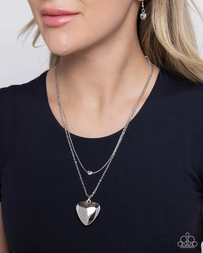 Paparazzi Accessories Necklaces Halting Hearts Silver Heart Necklace Jewelry by Bretta Paparazzi Accessories Necklaces Halting Hearts Silver Heart Necklace Jewelry by Bretta