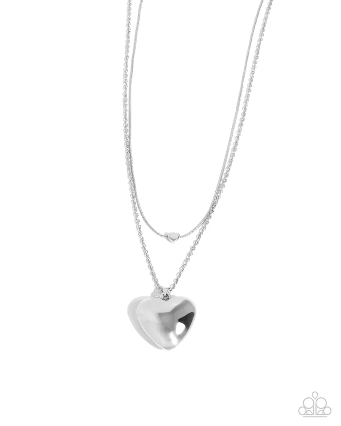 Paparazzi Accessories Necklaces Halting Hearts Silver Heart Necklace Jewelry by Bretta