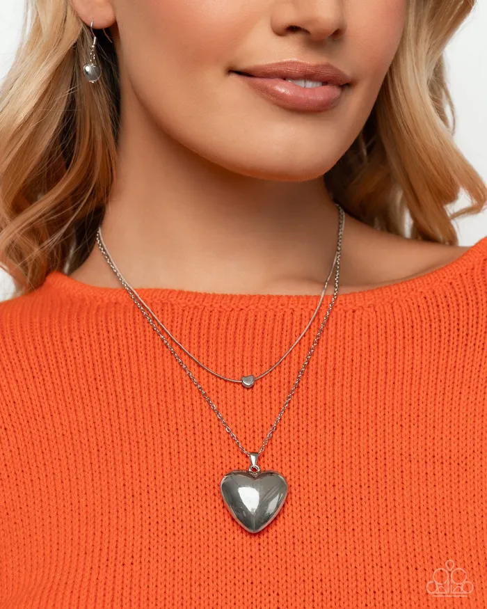 Paparazzi Accessories Necklaces Halting Hearts Silver Heart Necklace Jewelry by Bretta