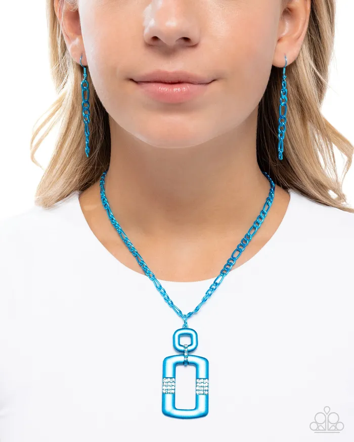 Paparazzi Accessories Necklaces Metallic Movement Blue Necklace Jewelry by Bretta