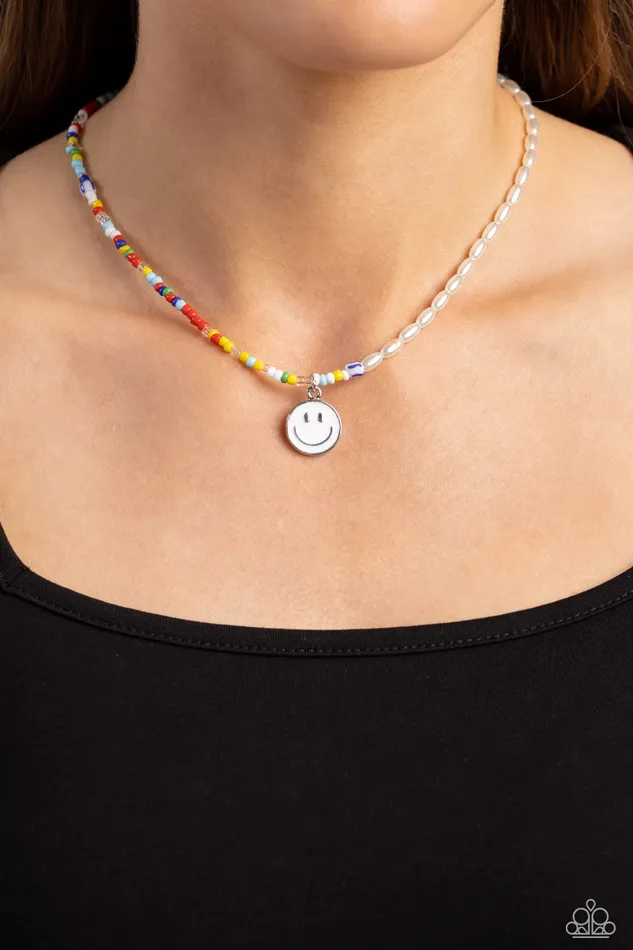 Paparazzi Accessories Necklaces Smiling Showdown White Necklace Jewelry by Bretta