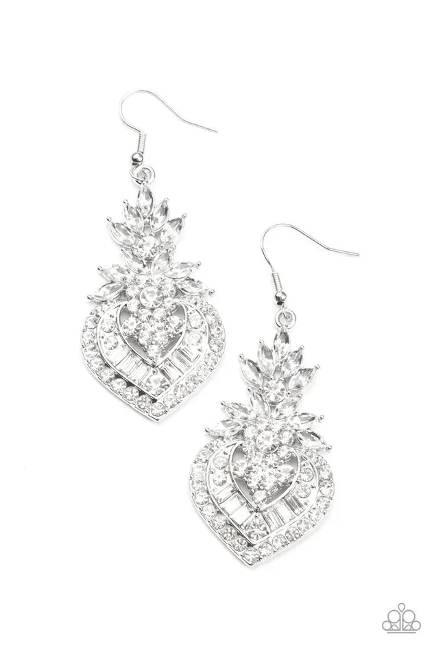 Royal Hustle White Earrings Jewelry by Bretta Paparazzi Accessories Earrings