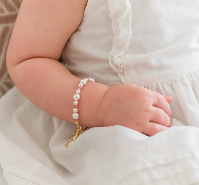 14K GoldPlated Pearl Pink Cross Bracelet for Baptism or First Communion Cherished Moments Bracelets