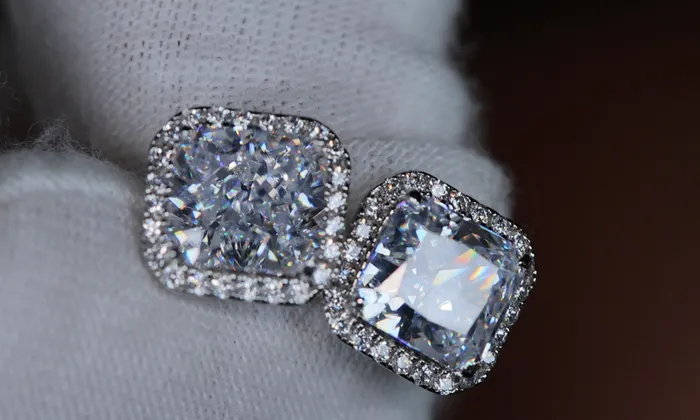 40ct Diamond Ear Studs Radiant Cut Diamond Ear Studs Crushed Diamond Ear Studs Lab Diamonds London Earrings