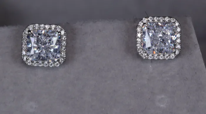 40ct Diamond Ear Studs Radiant Cut Diamond Ear Studs Crushed Diamond Ear Studs Lab Diamonds London Earrings