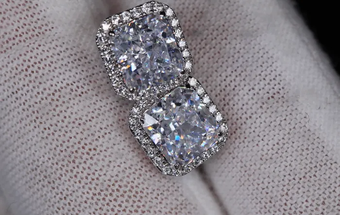 40ct Diamond Ear Studs Radiant Cut Diamond Ear Studs Crushed Diamond Ear Studs Lab Diamonds London Earrings