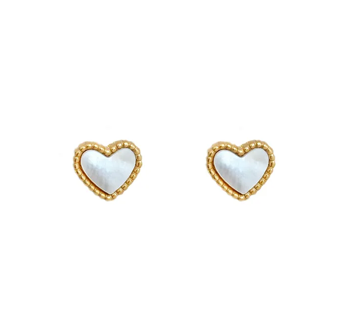 AMIRI GOLD PEARL HEART STUD EARRINGS MAI DSIRE Earrings