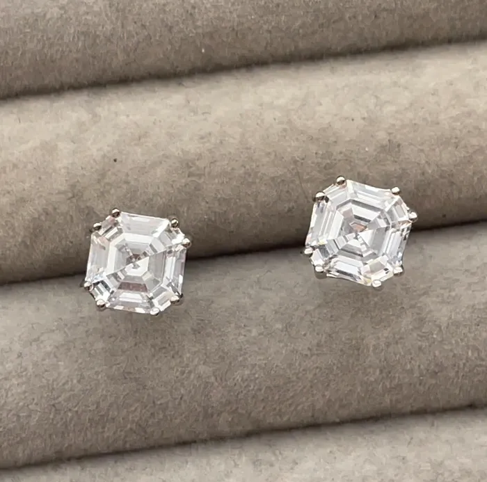 Asscher Diamond Ear Studs Diamond Earrings Womens Earrings Diamond Ear Studs Womens Stud Earrings Mens Diamond Ear Studs Earring Lab Diamonds London Earrings