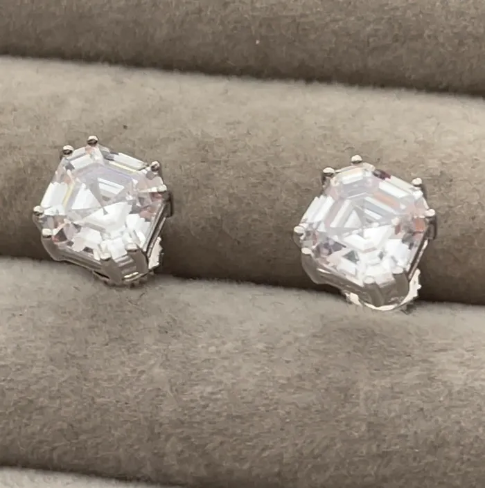 Asscher Diamond Ear Studs Diamond Earrings Womens Earrings Diamond Ear Studs Womens Stud Earrings Mens Diamond Ear Studs Earring Lab Diamonds London Earrings